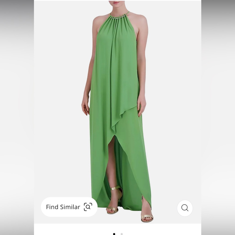 Green BCBG maxi dress with silver neck detailing